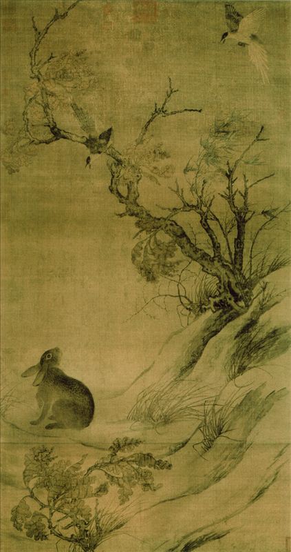 318,318艺术,国画,国画花鸟,崔白,《禽兔图》（《双喜图》）