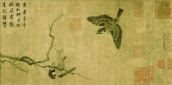 318,318艺术,国画,国画花鸟,崔白,《寒雀图》