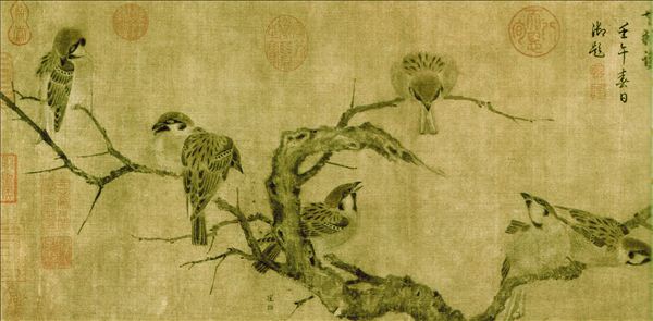 318,318艺术,国画,国画花鸟,崔白,《寒雀图》