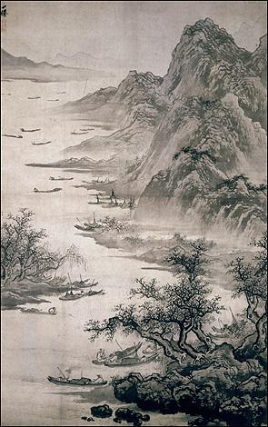 318,318艺术,美术鉴赏,国画山水,戴进,《溪山渔艇图》
