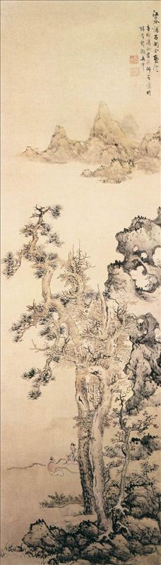 318,318艺术,美术鉴赏,国画,国画山水,蓝瑛,《江皋话古图》